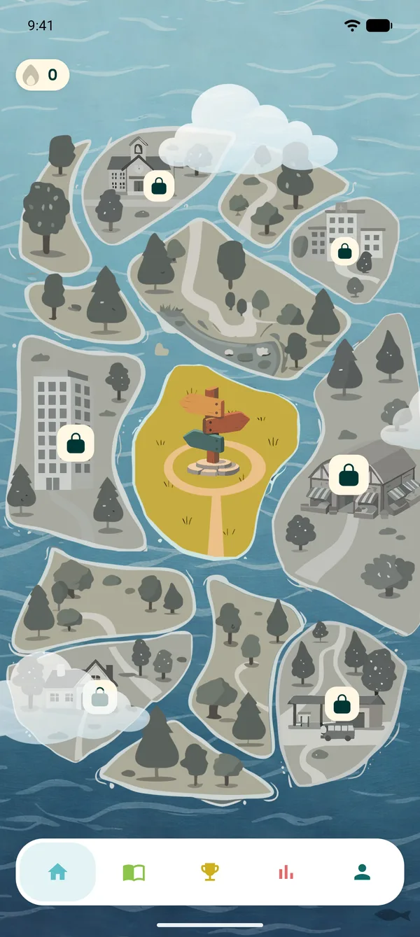 The KaSenyas island map home screen